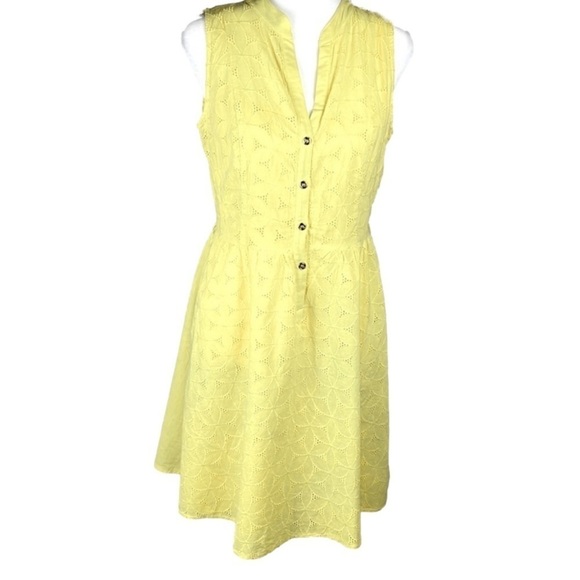Sandra Darren Dresses & Skirts - SANDRA Darren Pale Yellow eyelet lace dress. Size 6
